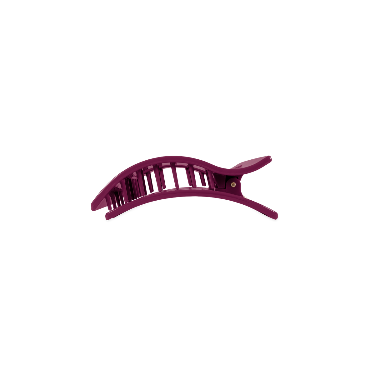 The Mulberry Small Flat Rectangle Hair Clip has a curved design with interlocking teeth and is available in a small size.