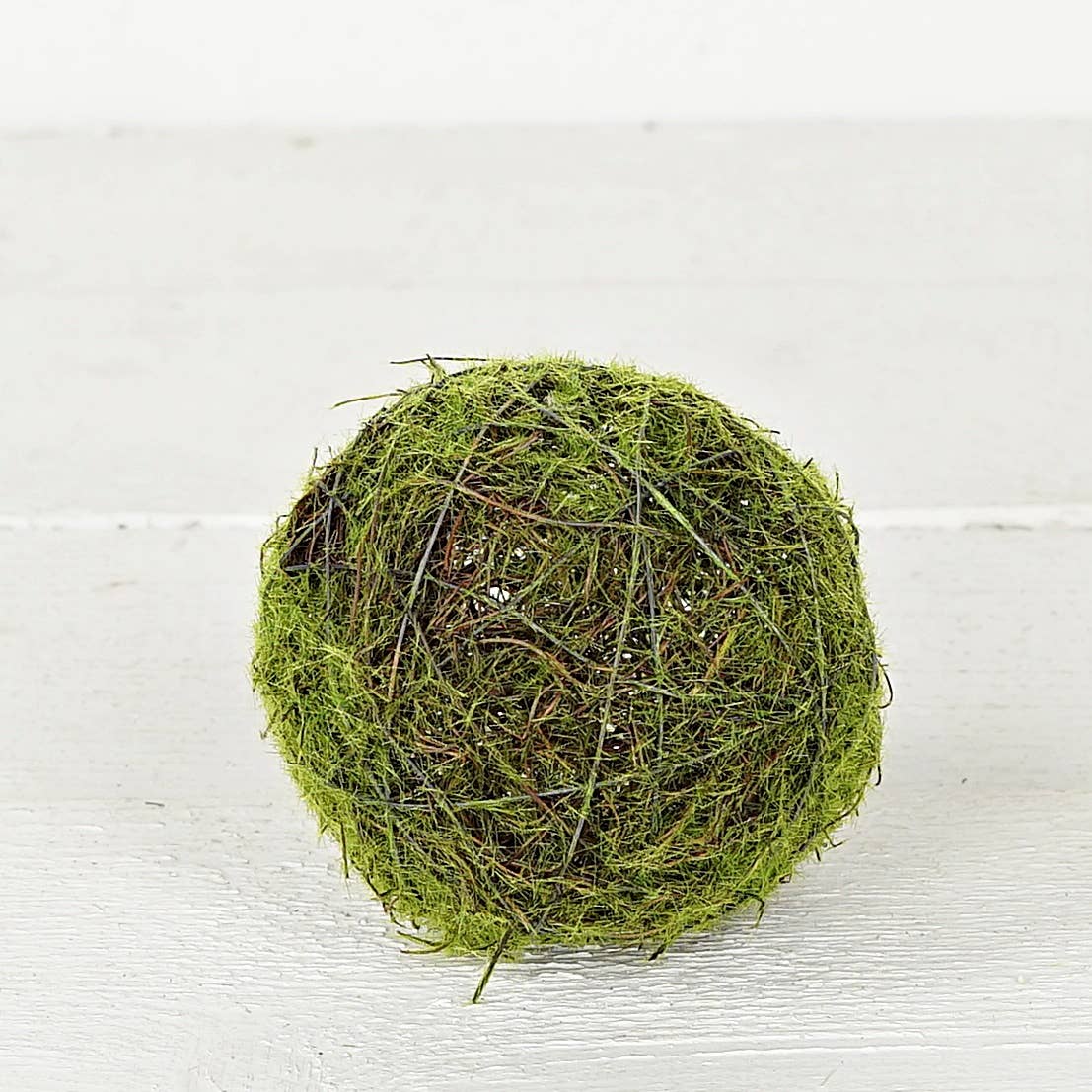 M30905 - 4in Mossy Twig Ball made of green moss and natural twigs; available in 4-inch size.