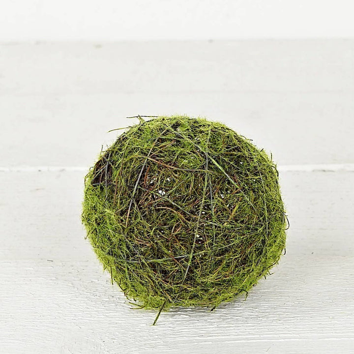 M30905 - 4in Mossy Twig Ball made of green moss and natural twigs; available in 4-inch size.