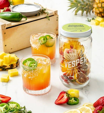 32 oz Craft Cocktail Kit - Jalapeño Margarita jar filled with dried fruit; available in 32 oz size.