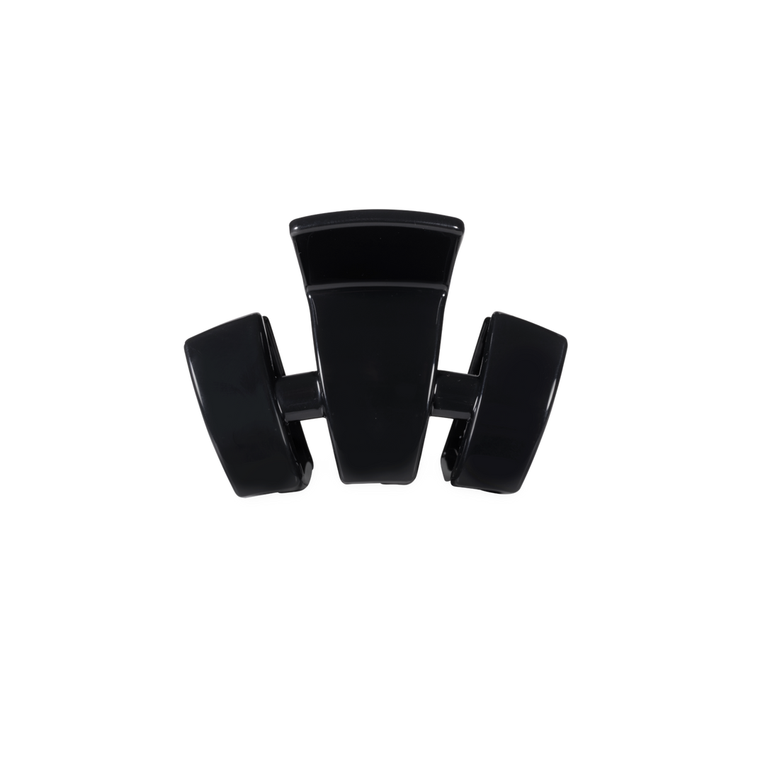 The Classic Jet Black Petite Claw Clip with three curved prongs; available in petite size.