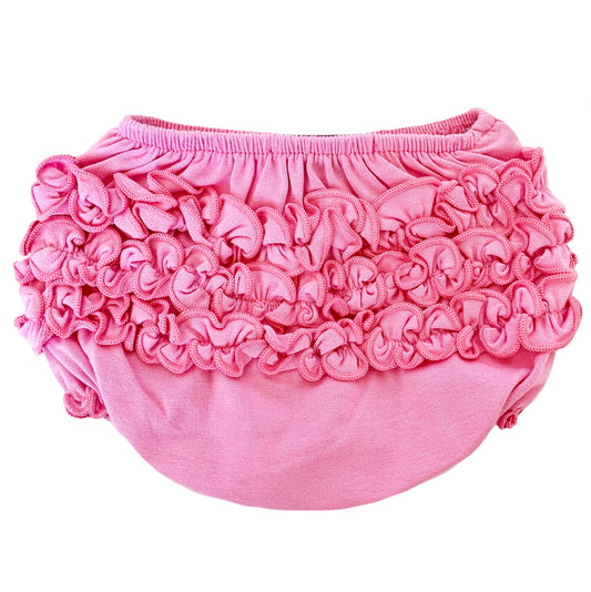 Girls Pink Knit Ruffled Butt Bloomer Baby Diaper Cover