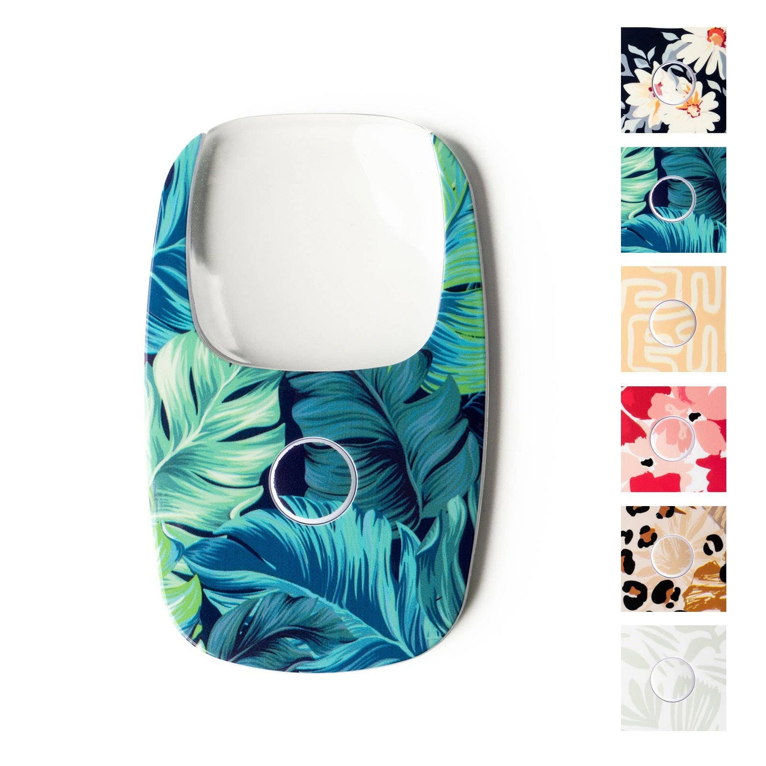 OptiCard LED Pocket Magnifier with glossy tropical leaf design, 2X magnification, five patterns. Sizes not specified.
