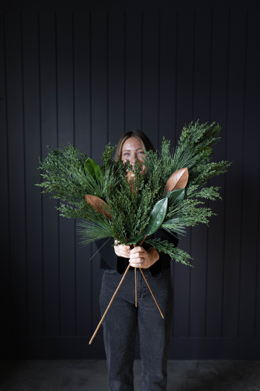 Magnolia Norfolk Cypress Mixed Real Touch Stems: Small Stem - 22"