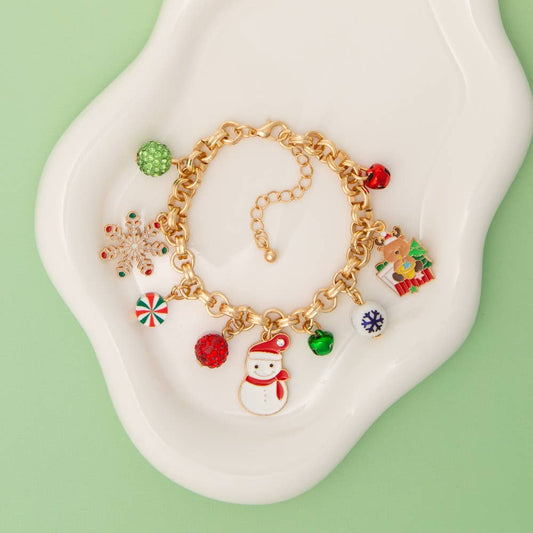 Christmas Theme Enamel Charm Bracelet