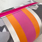 Olivia Small Neoprene Makeup Bag: gray/white camo, orange-pink stripes, hot pink zipper. Size: small.