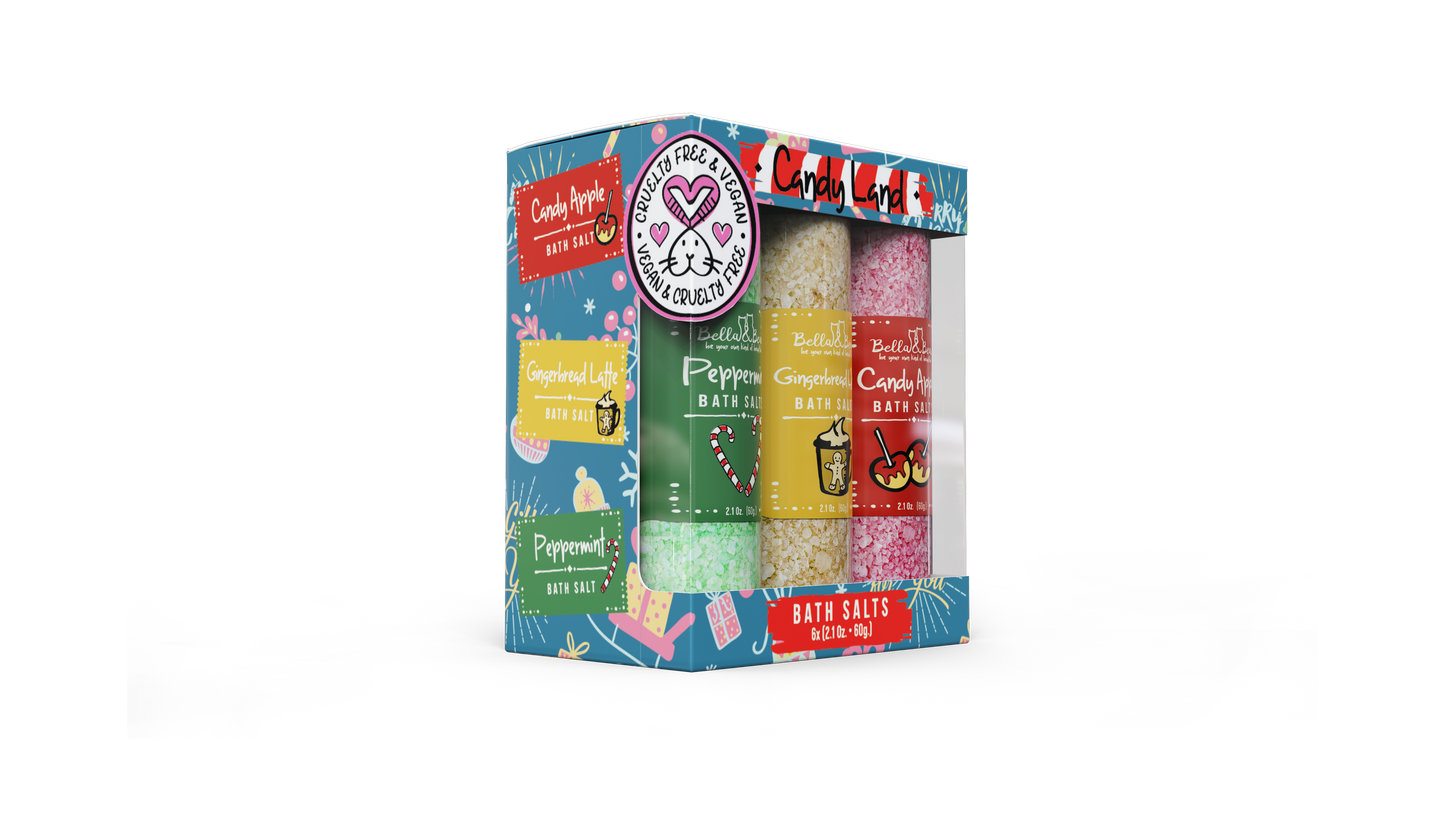 Candy Land Christmas Bath Salts Gift Set | Stocking Stuffers