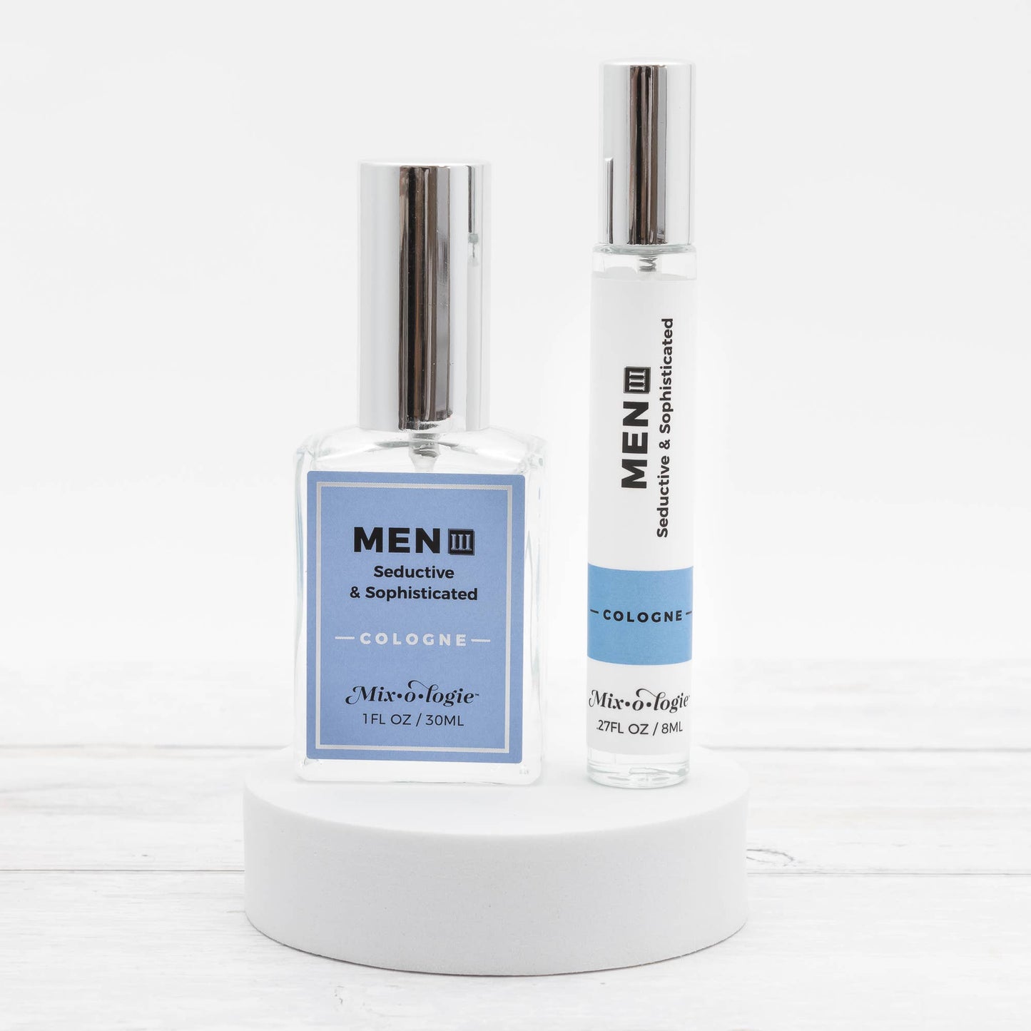 Two bottles of Men’s III (Seductive & Sophisticated) Cologne Spray, 30mL size, long-lasting fragrance for men.