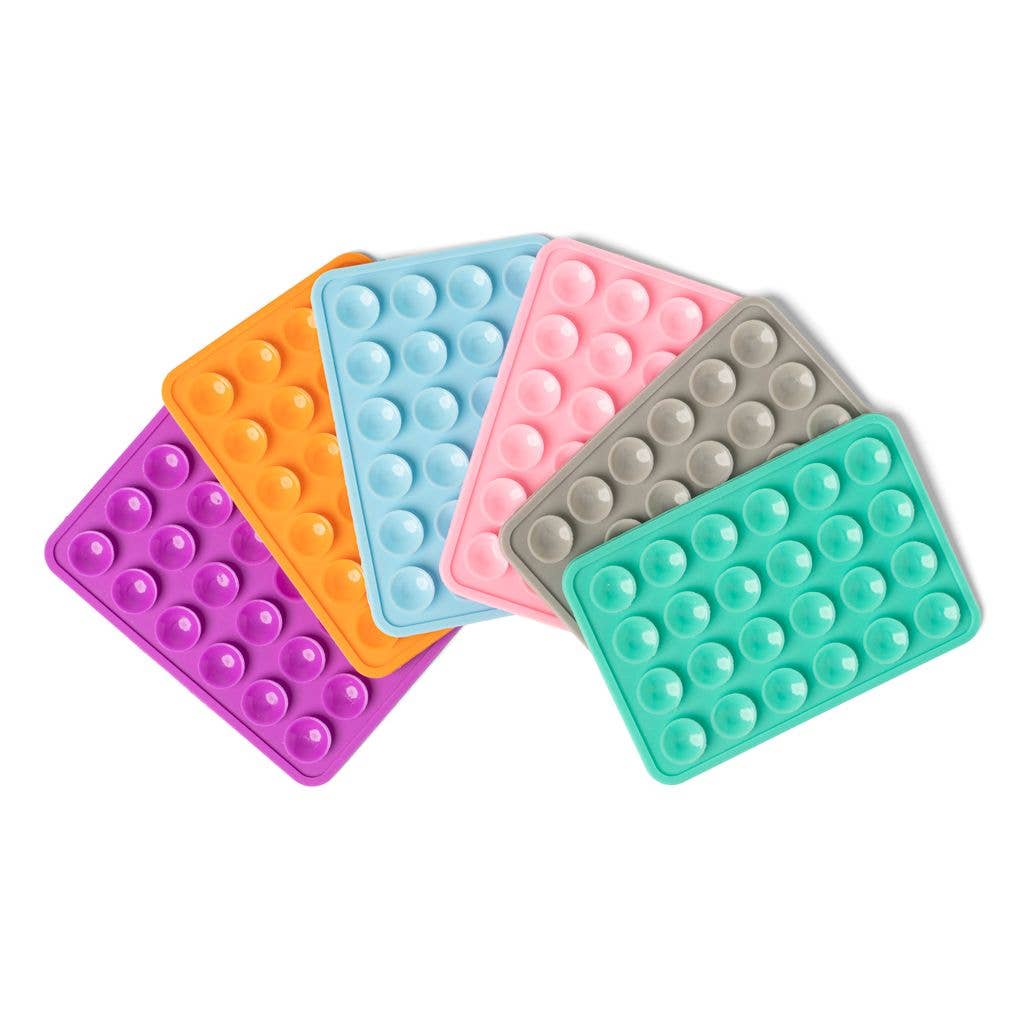 Six Modern Monkey Tentacle Tech Suction Phone Mounts in 6 colors with poppable bubbles. Sizes: small, medium, large.