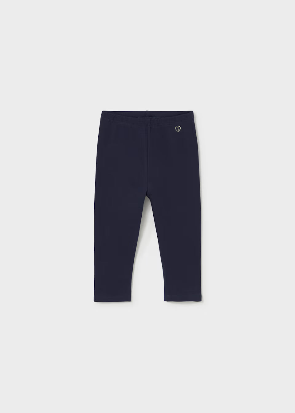 Little Girl 2-Pack Basic Leggings Set includes navy blue cotton, full-length leggings for children with a heart-shaped detail near the waistband. Available in sizes 2T-6X.