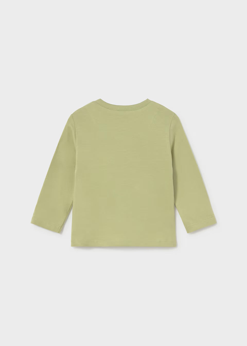 Light green Little Boy Dino Long Sleeve T-Shirt with a subtle dinosaur design, made from 100% cotton. Available in sizes 2T–6T.
