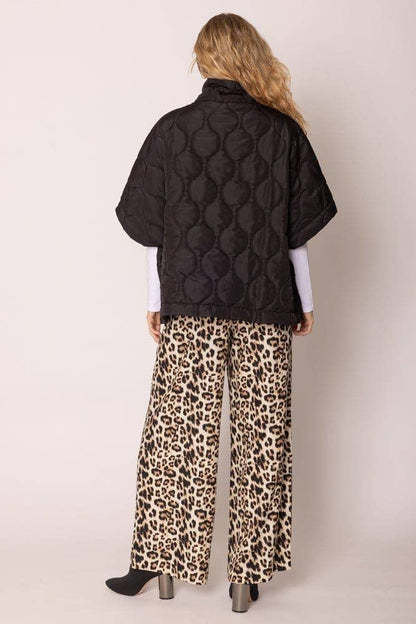 Quarter Zip Quilted Puffer Poncho