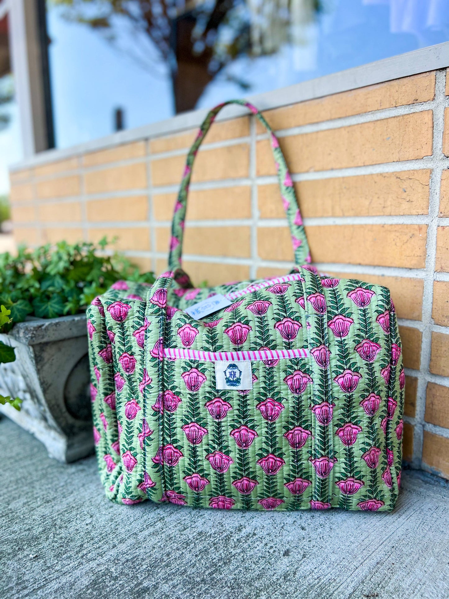 Green Ivy Mini Quilted Duffel Bag