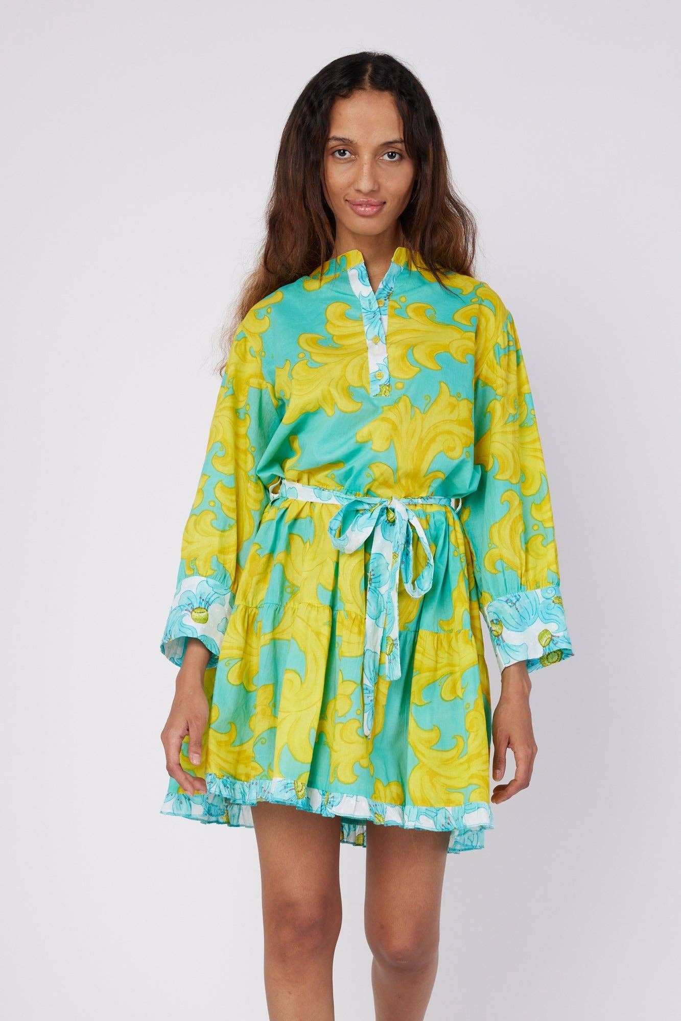 Alcee Resort Wear Summer Shirt Dress Blue White