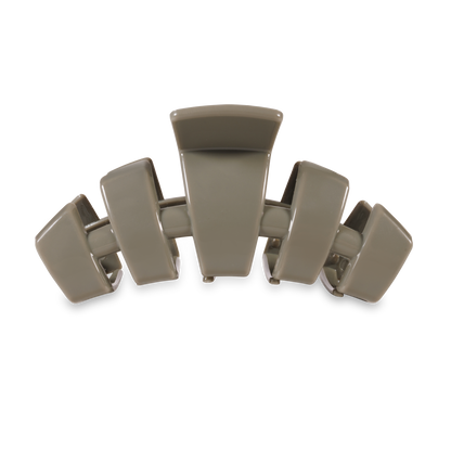 TELETIES Classic Claw Hair Clip in grey, available in multiple sizes: small, medium, and large.