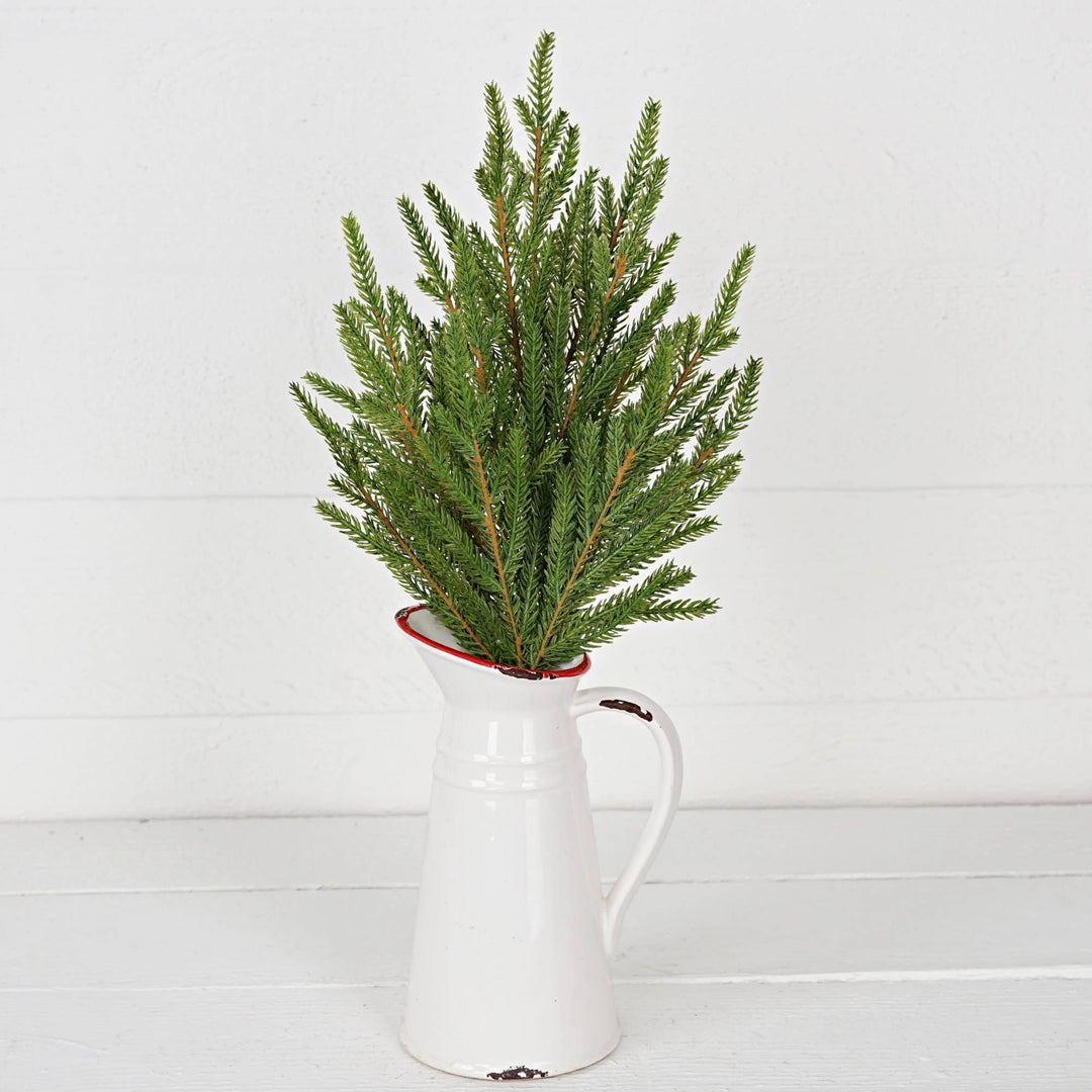 19” Soft-touch Norfolk Pine spray with lifelike green needles.