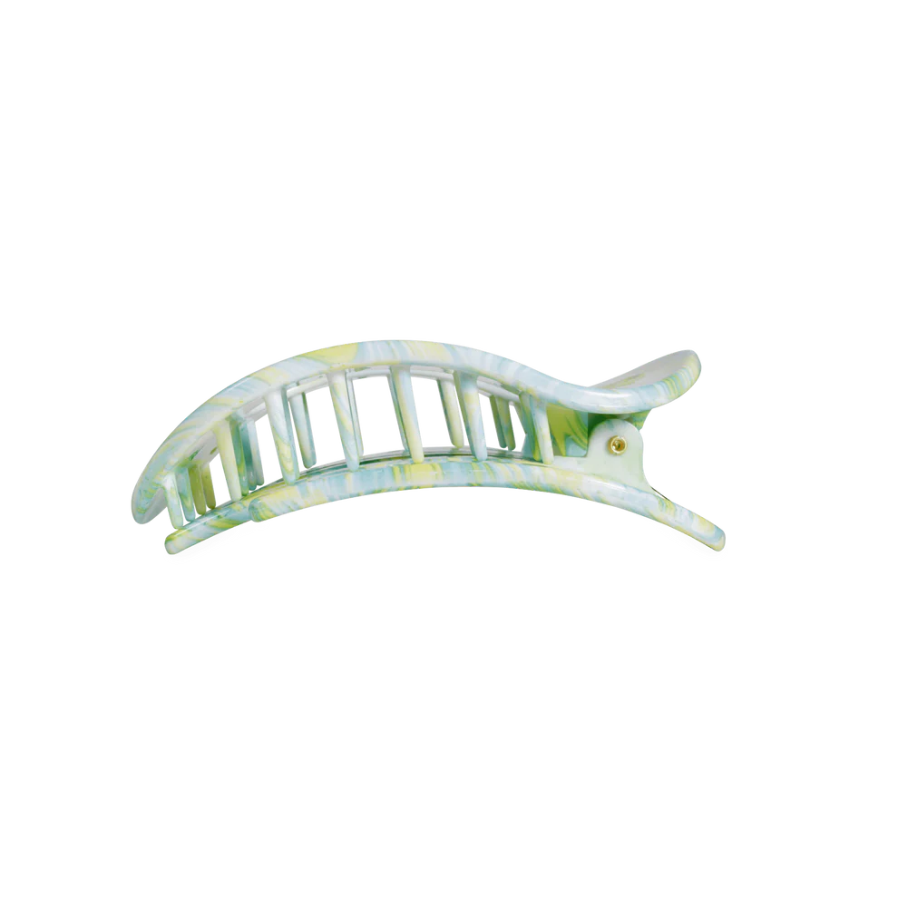 Curved, unbreakable pastel marbled hair clip with open slats. Available in multiple sizes.