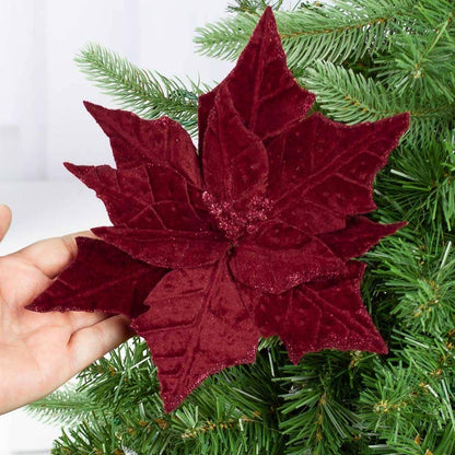 Large, deep navy Artificial Velveteen Poinsettia available in multiple sizes.