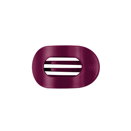 Mulberry Small Flat Round Hair Clip in maroon, oval-shaped with horizontal center vents; available in small size.