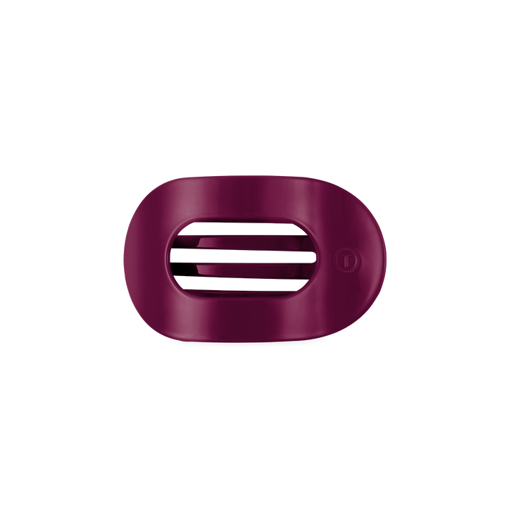 Mulberry Small Flat Round Hair Clip in maroon, oval-shaped with horizontal center vents; available in small size.