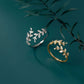 Gold Olive Tree Leaf Branch Band Ring in 925 Sterling Silver, gold or silver finish, delicate leaf motif; available in multiple sizes.