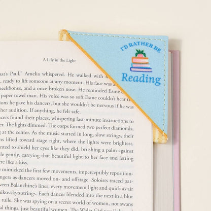 Corner Keeper Fabric Bookmark, "I'd Rather Be Reading," with rainbow and unicorn. Available sizes: S, M, L.