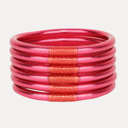 Pink All Weather Bangles® Set of 6 | Serenity Prayer | Large