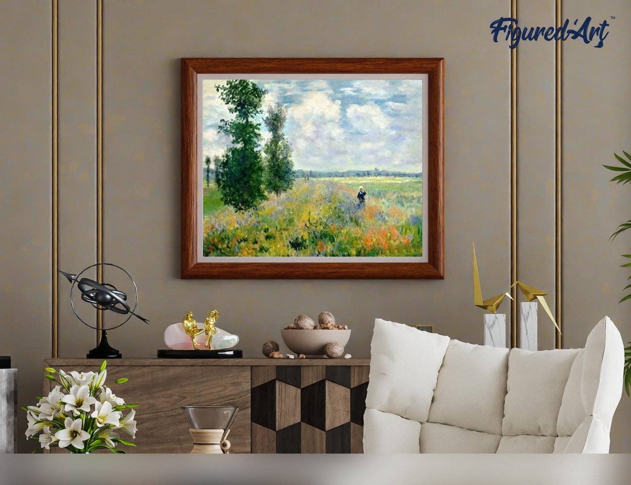 Monet Field of Poppies Paint by Numbers, available in 16"x20" size, framed.