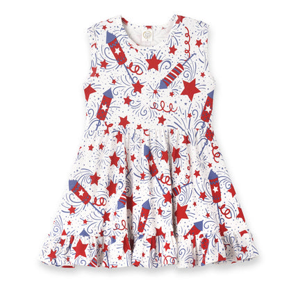 Girls Sparkly 4th of July Bamboo Dress