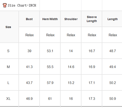 Size chart in inches for Stripe Frilled Collar Half Sleeve Shirt Maxi Dress, sizes S–XL; bust, hem, shoulder, sleeve, length shown.