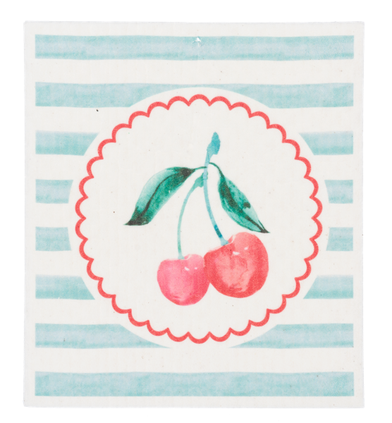 Cherry Reusable Dish Cloth with watercolor cherries design. Available sizes: small, medium, large.