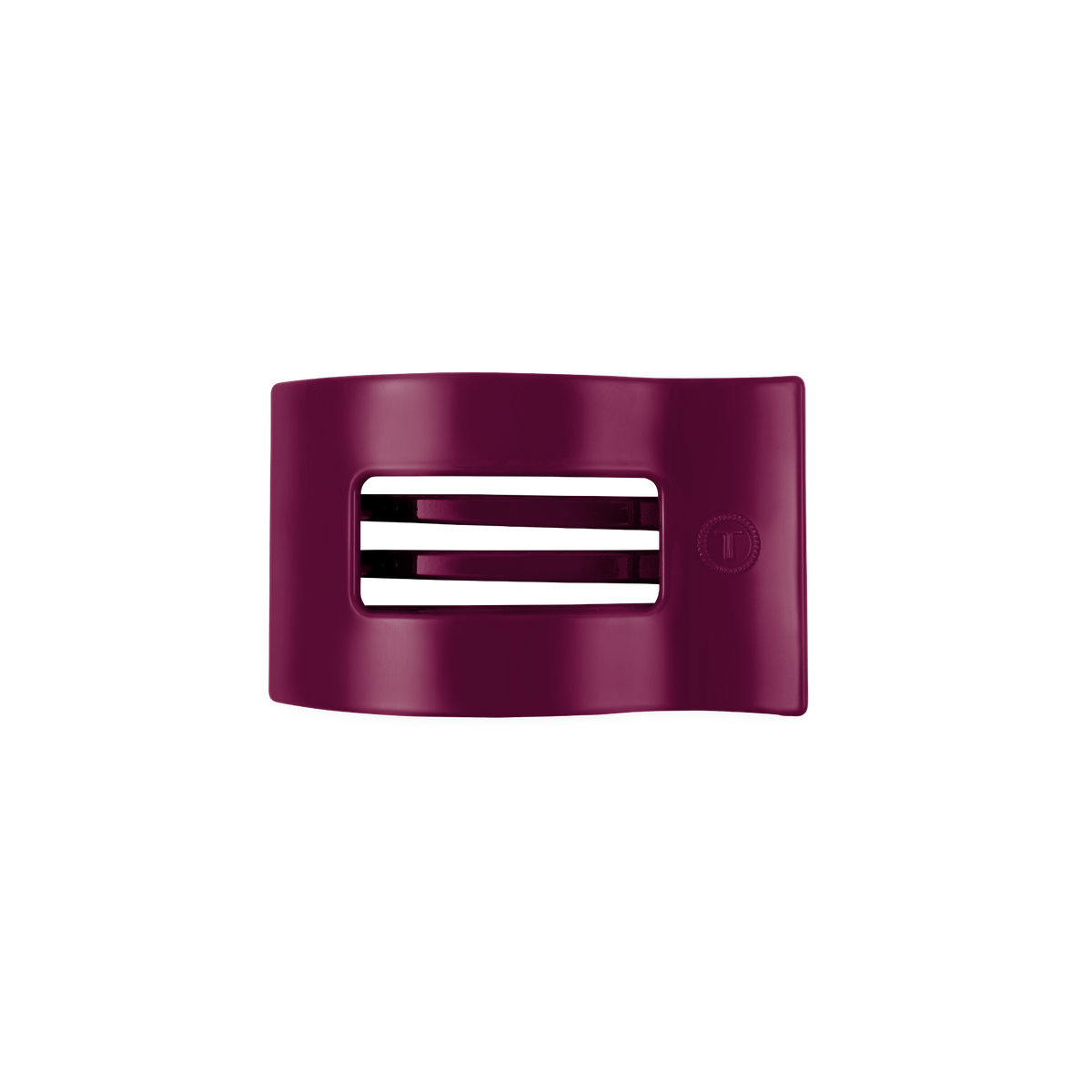 Mulberry Small Flat Rectangle Hair Clip in dark purple with a wavy design and two horizontal slits; size: small.