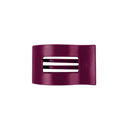 Mulberry Small Flat Rectangle Hair Clip in dark purple with a wavy design and two horizontal slits; size: small.