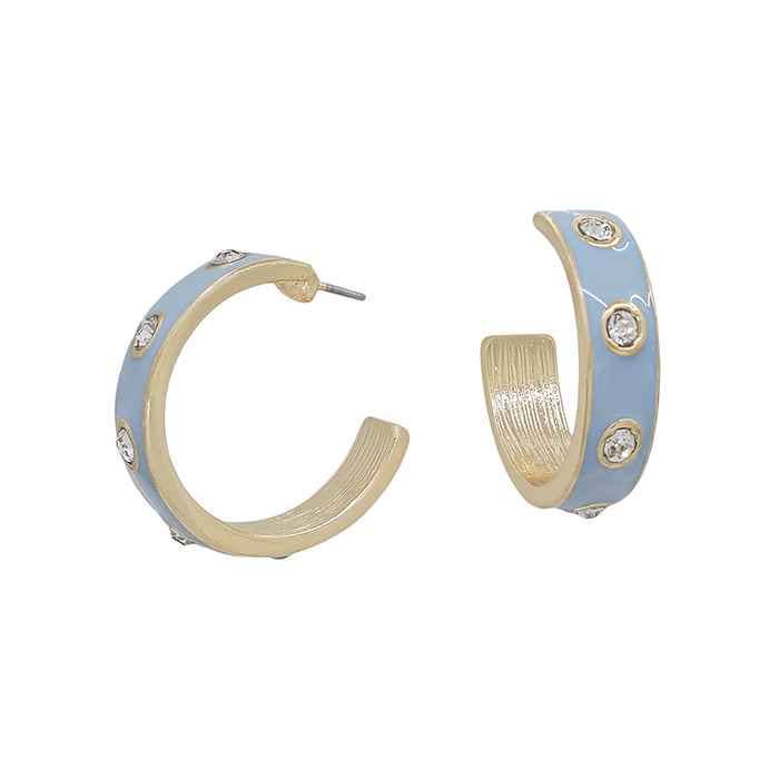 Pam Light Blue Hoop Earrings
