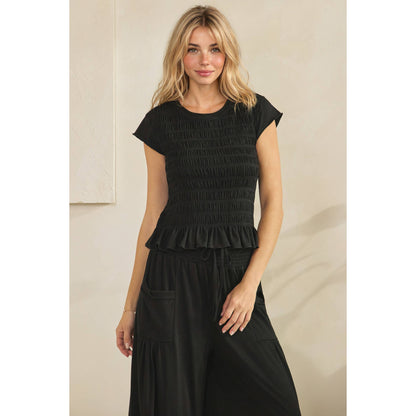 Boho Black Smocked Lounge Set