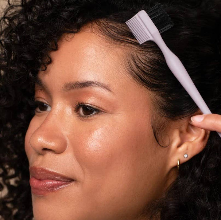 Detail &amp; Define Styling Brush Set with a handheld edge brush, comb, and bristles for shaping baby hairs.