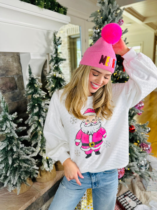 Cheerful Santa Quilted Sweatshirt