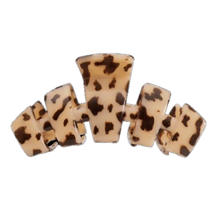 TELETIES Classic Hair Clip in tortoiseshell with a geometric design. Sizes: Medium, Large.