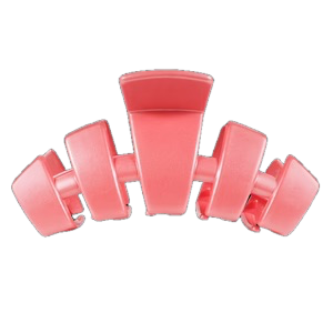 The TELETIES Classic Hair Clip in pink has interlocking prongs and a spring mechanism. Sizes available: medium and large.