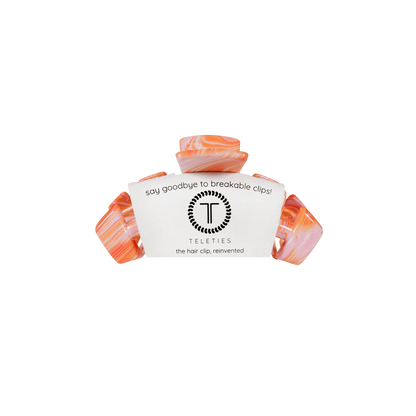Classic Tiny Claw Clip | Summer Tie Dye Edition—durable, marbled orange/white. Available in tiny size.