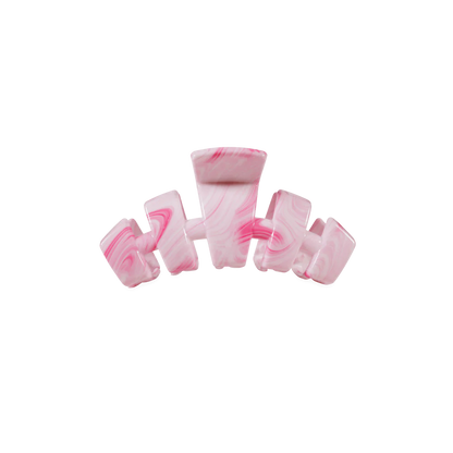 Pink and white marbled geometric tiny claw clip, Summer Tie Dye Edition. Durable. Available in classic tiny size.