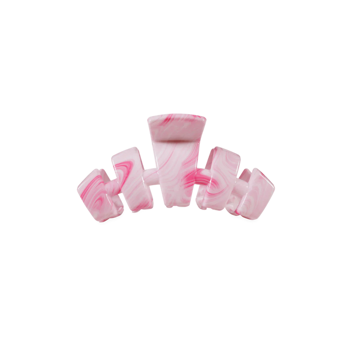 Pink and white marbled geometric tiny claw clip, Summer Tie Dye Edition. Durable. Available in classic tiny size.