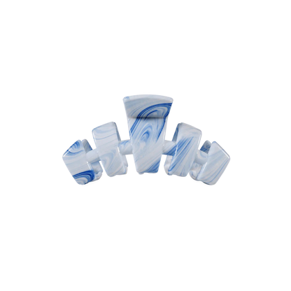Blue and white marbled, wavy geometric tiny claw clip. Summer Tie Dye Edition. Available in classic tiny size.