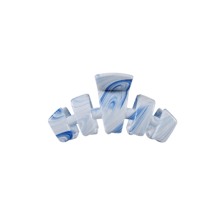Blue and white marbled, wavy geometric tiny claw clip. Summer Tie Dye Edition. Available in classic tiny size.