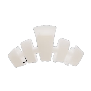The TELETIES Classic Hair Clip is a white plastic hair accessory resembling a flexible spine, designed to hold and style various hair types. Sizes available: Small, Large.