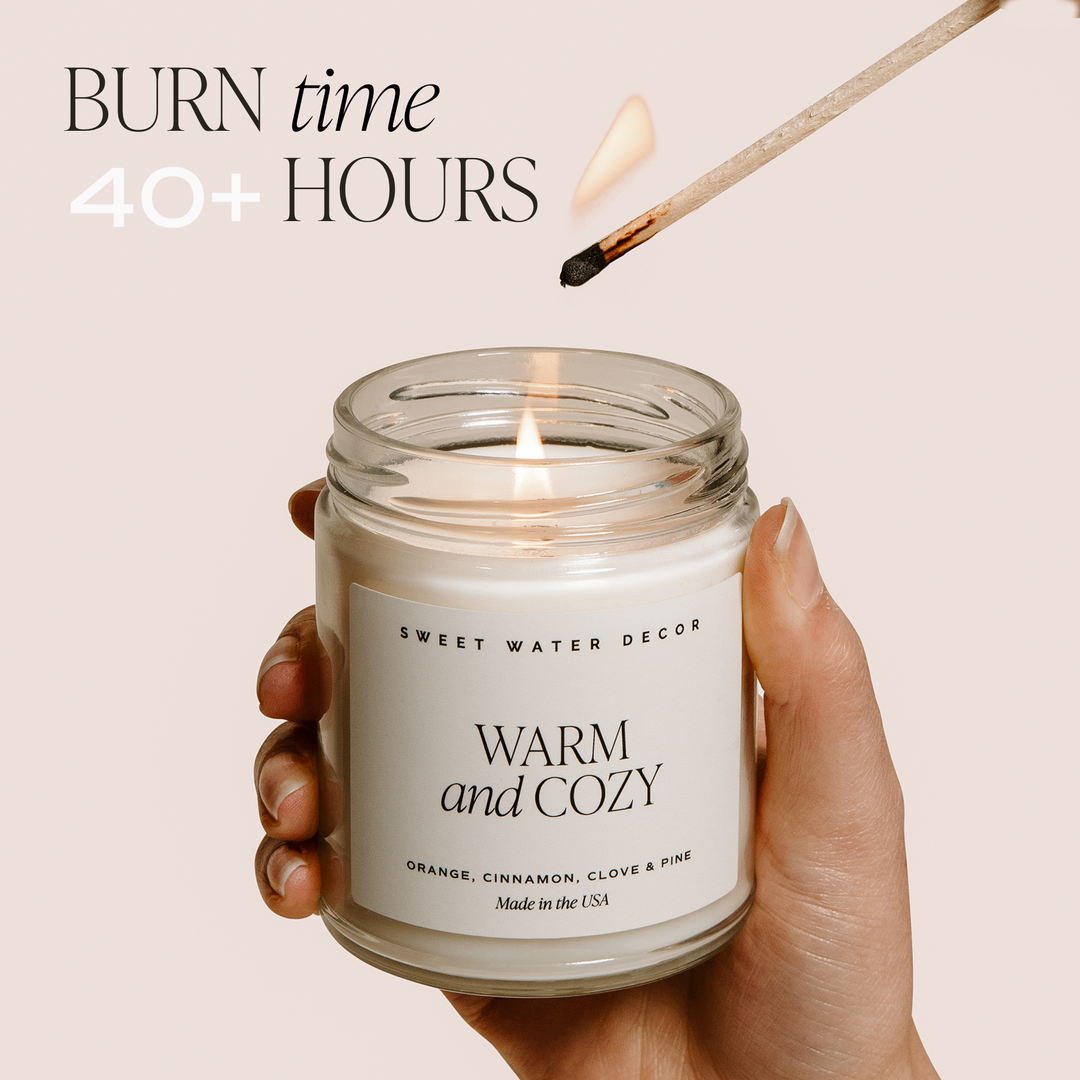 Warm and Cozy“ 9 oz Soy Candle, burn time 40+ hours.