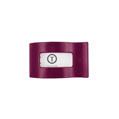 Mulberry Small Flat Rectangle Hair Clip with a clear window featuring the circular black and white “TELETIES” logo; available in small size.