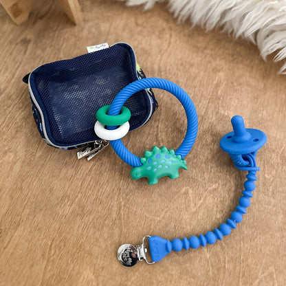 Sweetie Strap™ Silicone One-Piece Pacifier Clip in Mint Braid, available in one size.
