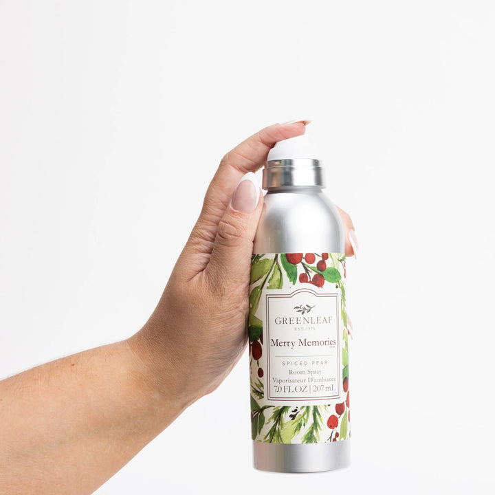 Merry Memories Room Spray, 7.0 fl oz (207 mL), with a holly and berry botanical print.