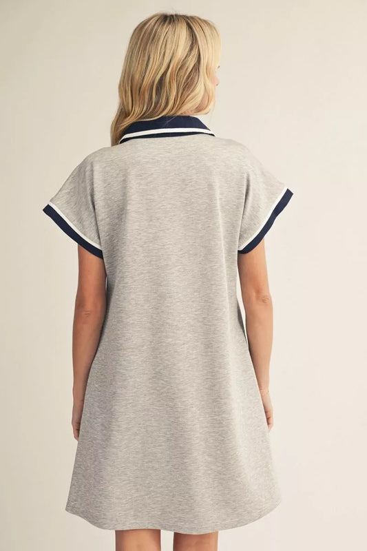 Heather Gray Solid Contrast Accent Dress